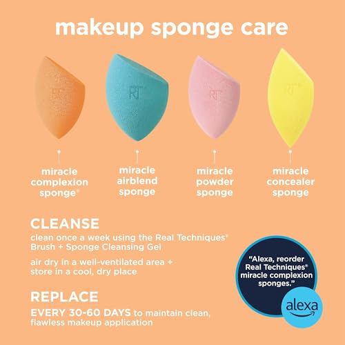 Real Techniques sponge recommended replacement every 30 days for hygiene.