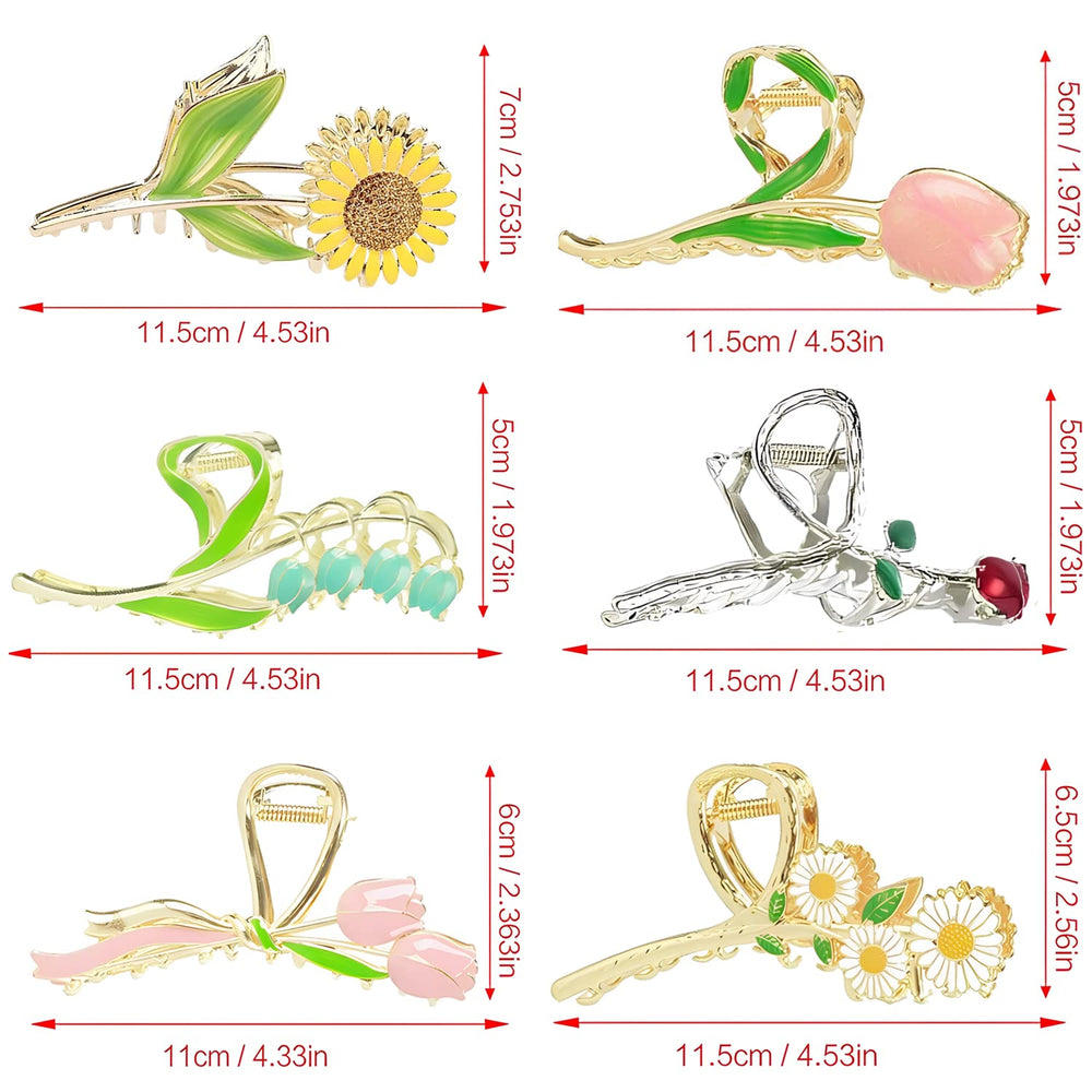 REALHUNLEE flower metal claw clips open-close detail highlights premium interlocking teeth