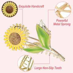REALHUNLEE flower metal claw clips side view shows strong grip for thick hair