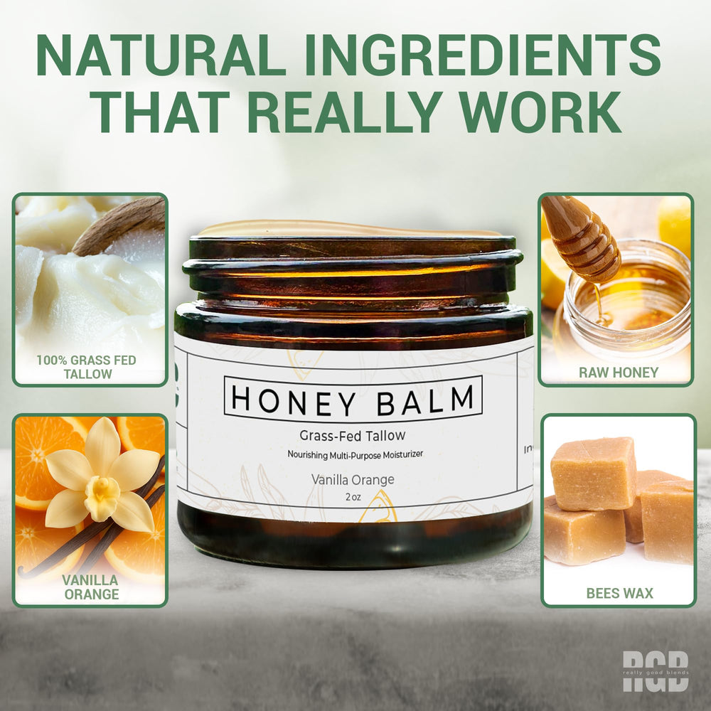 Elbow and knee application with Really Good Blends Tallow Honey Balm for exposed dryness.