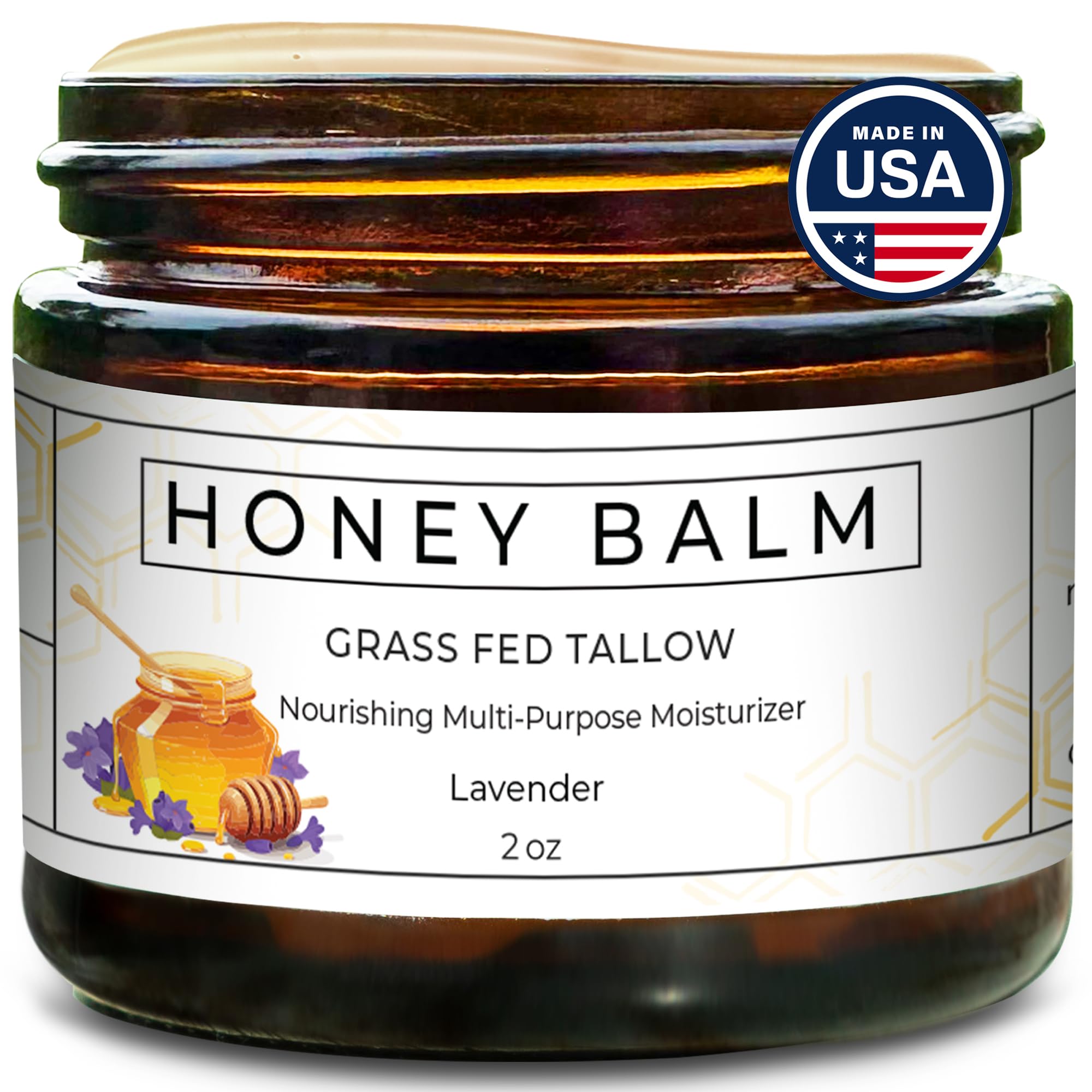 Really Good Blends Tallow Honey Balm front jar – natural daily moisturizer for dry skin.