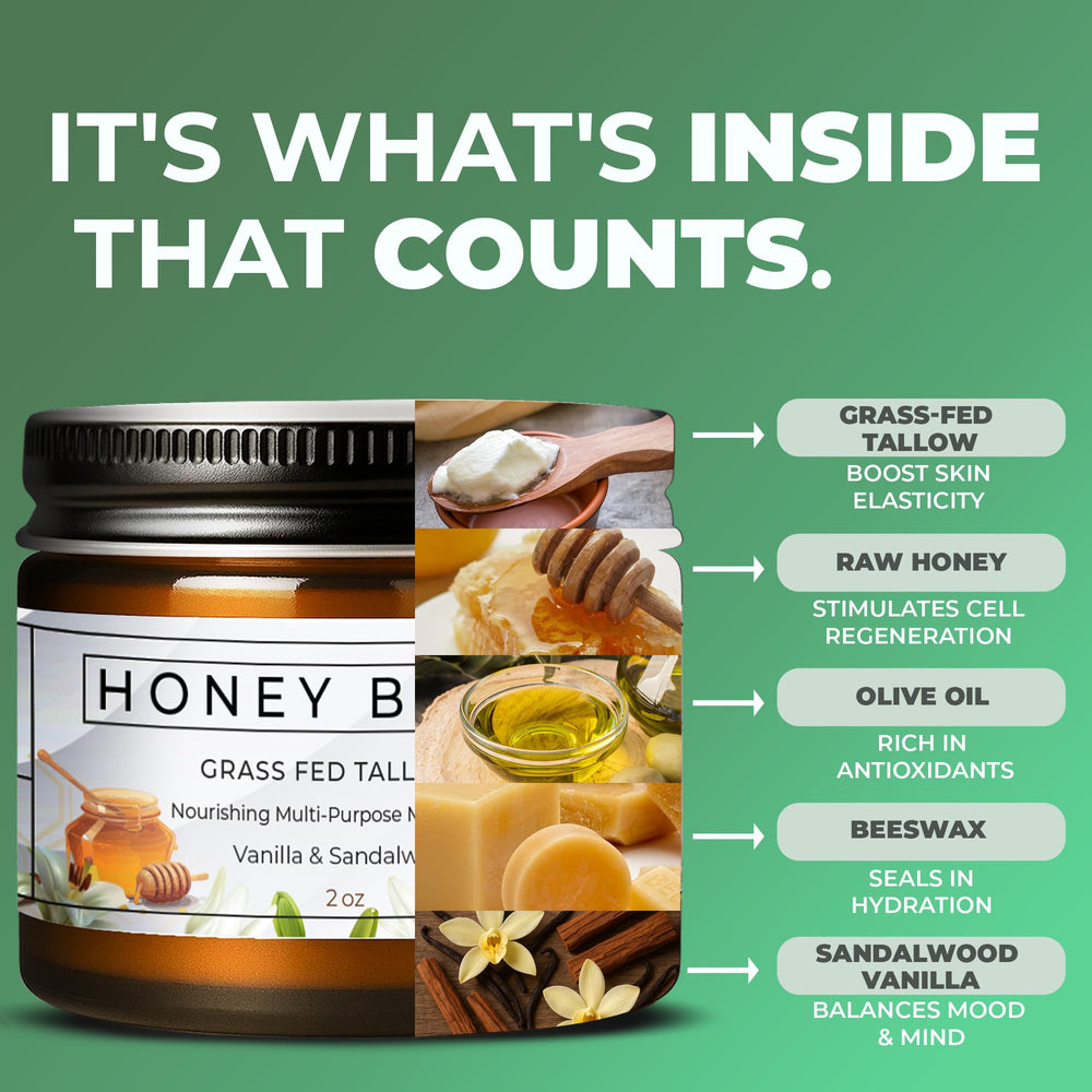 Really Good Blends Tallow Honey Balm hands application demonstrates multi-use moisture