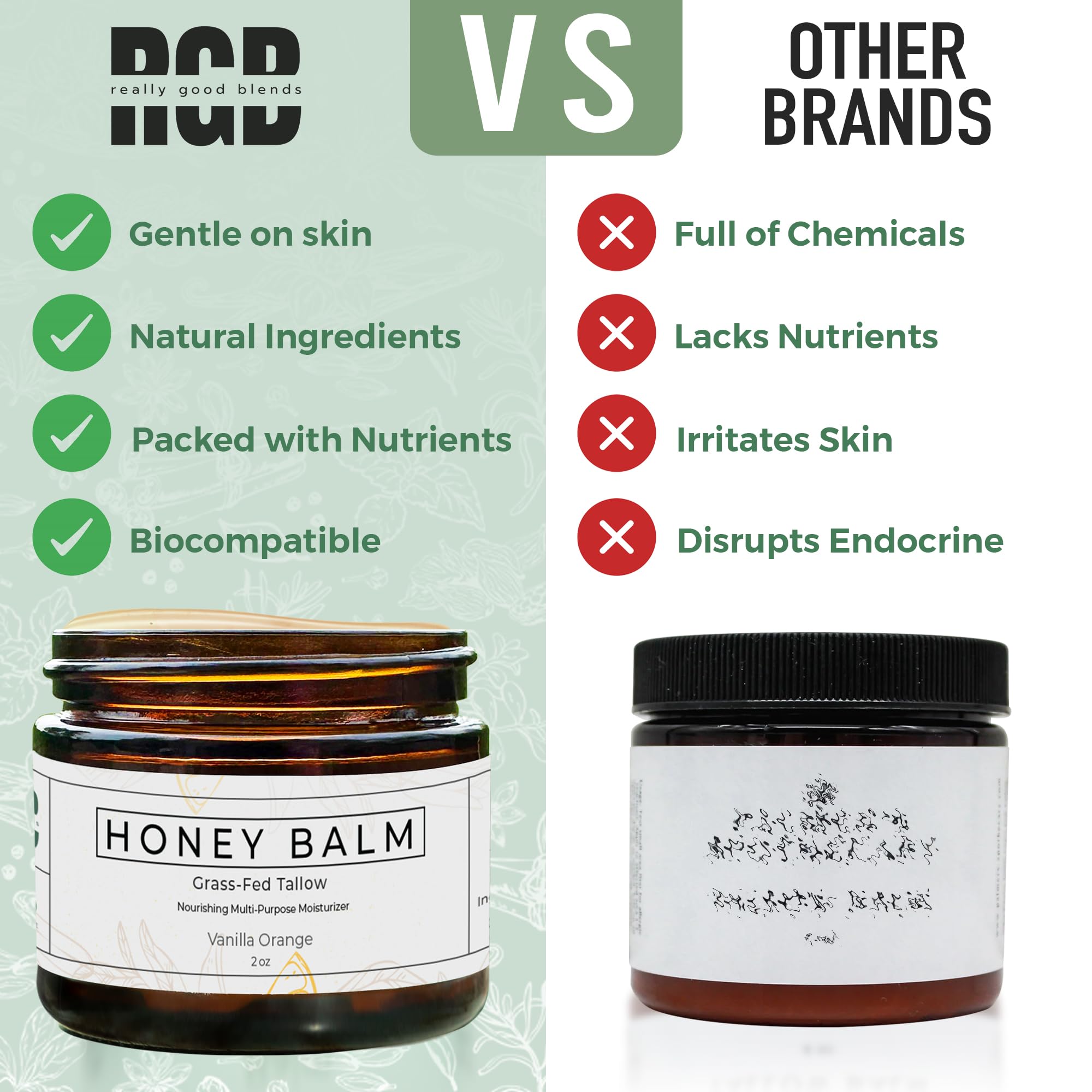 Beeswax and olive oil in Really Good Blends Tallow Honey Balm provide protective moisture.