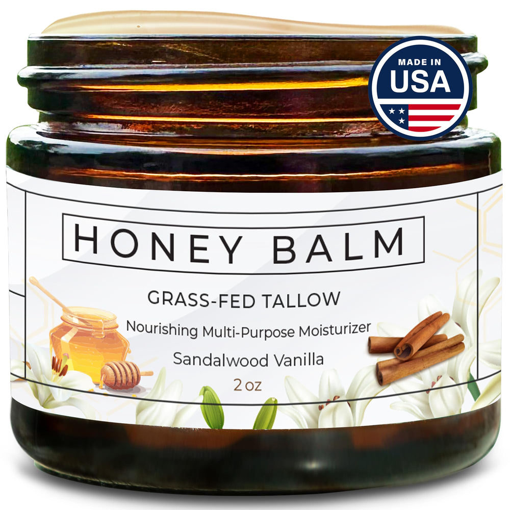 Really Good Blends Tallow Honey Balm jar closeup showing rich hydration