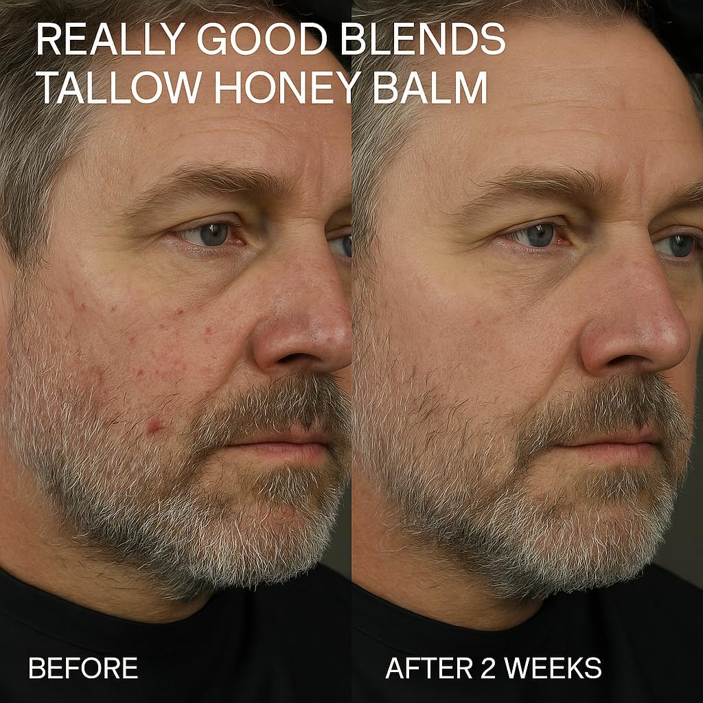 Packaging of Really Good Blends Tallow Honey Balm highlighting 2 oz size.
