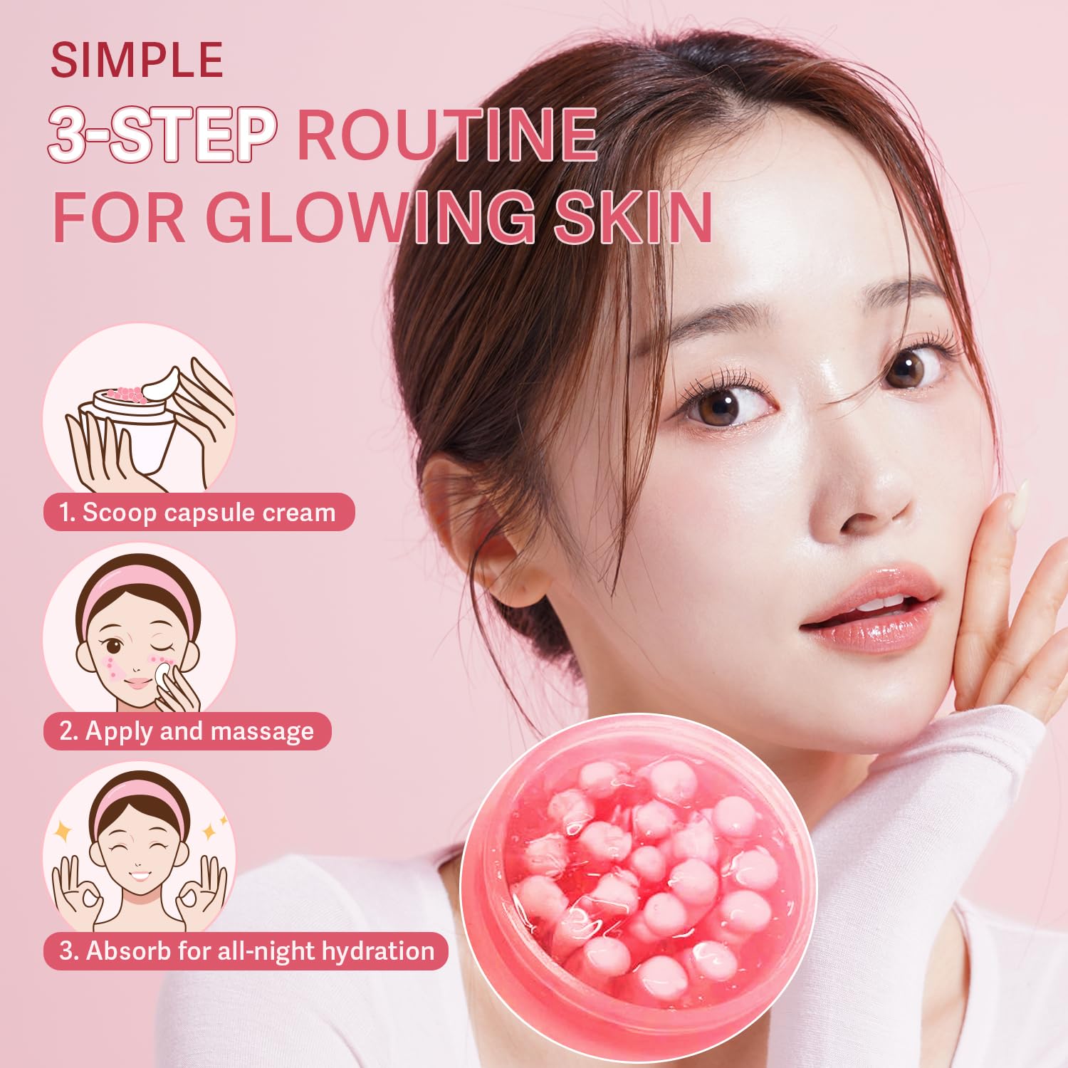 Realori Collagen gel cream texture close-up highlighting jelly capsules for elasticity.