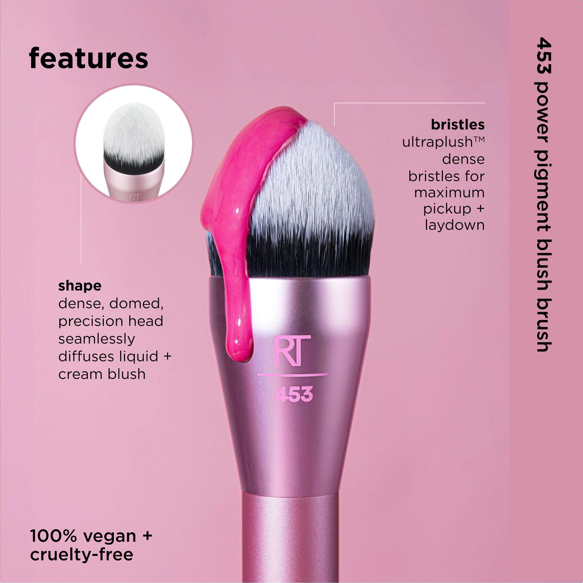 Real Techniques Power Pigment brush features v-slanted bristles for even diffusion.