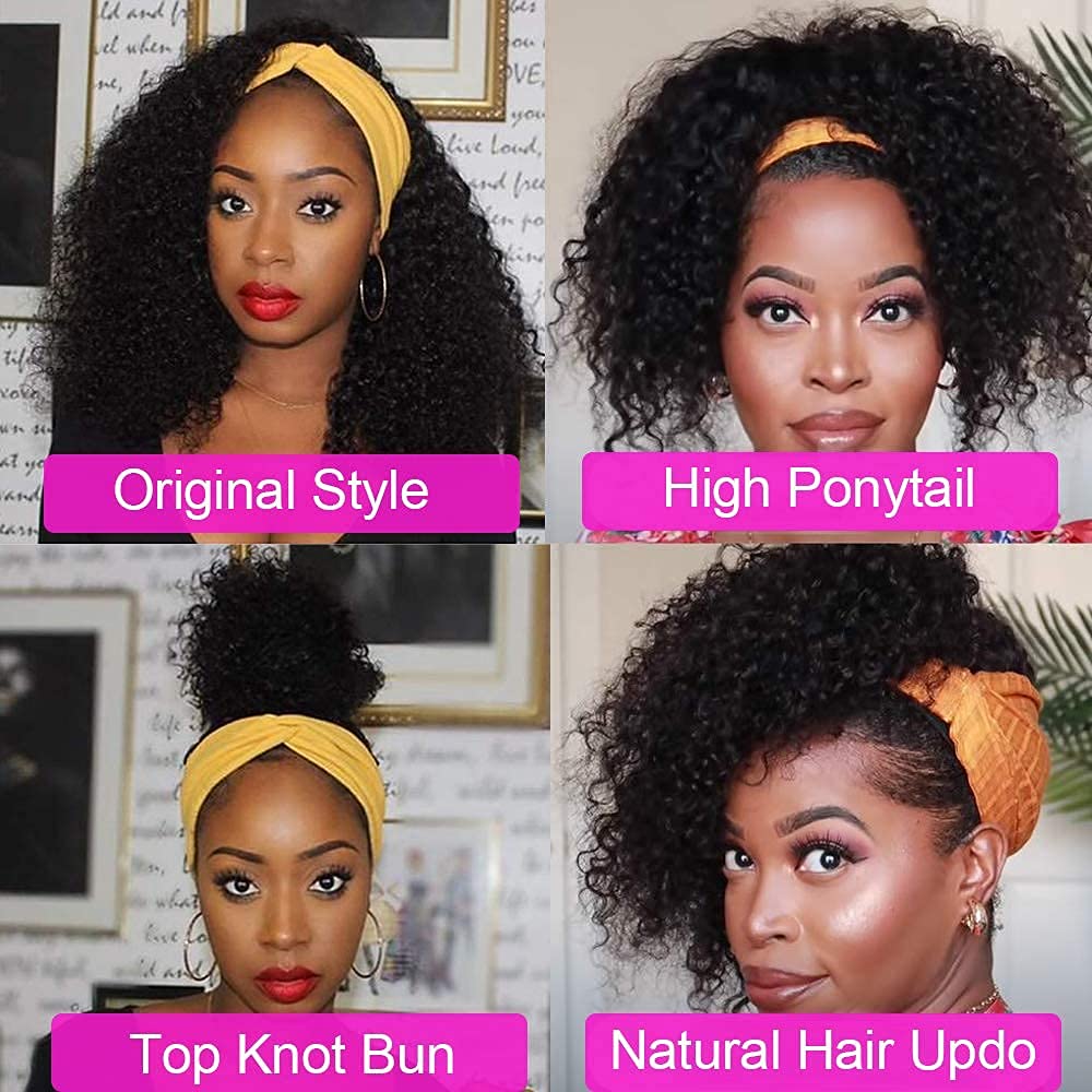 Rebasar Deep Wave Headband Wig curl maintenance tip image shows refreshing fullness after wetting.