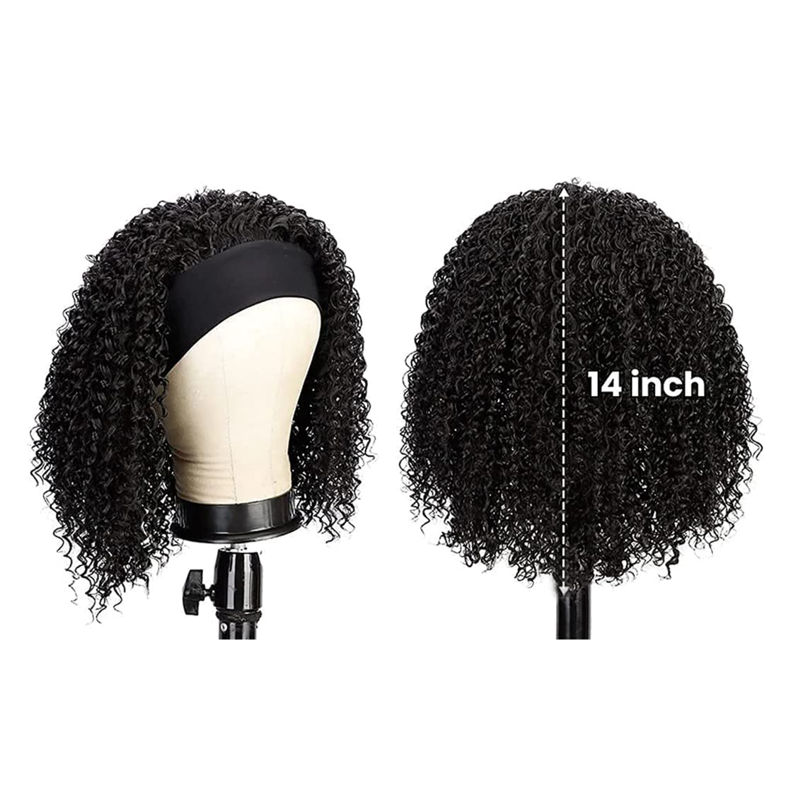 Rebasar Deep Wave Headband Wig close-up shows four combs and adjustable straps for secure fit.