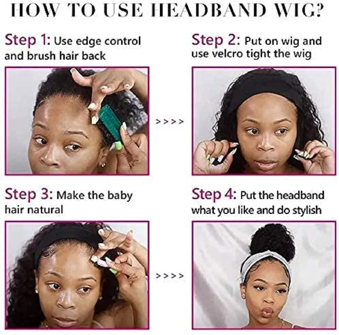 Rebasar Deep Wave Headband Wig ready-to-wear concept highlights quick transformation.