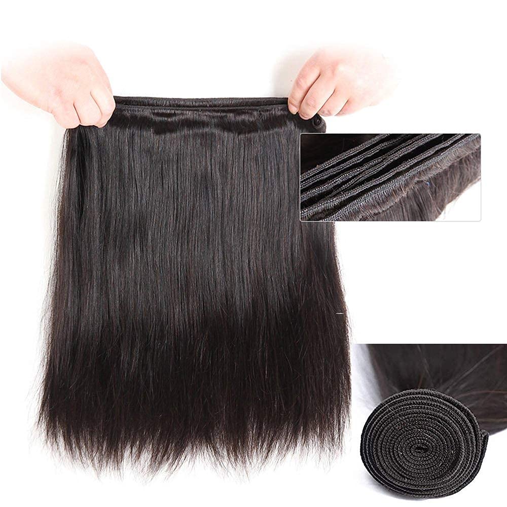 Rebasar Remy straight hair 12inch close-up showing smooth texture.