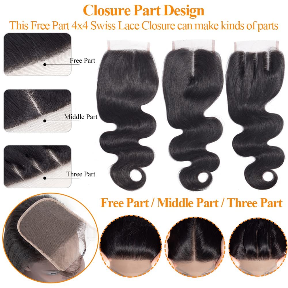 Rebasar straight lace closure 4x4 length options 8-18inch versatile styling.