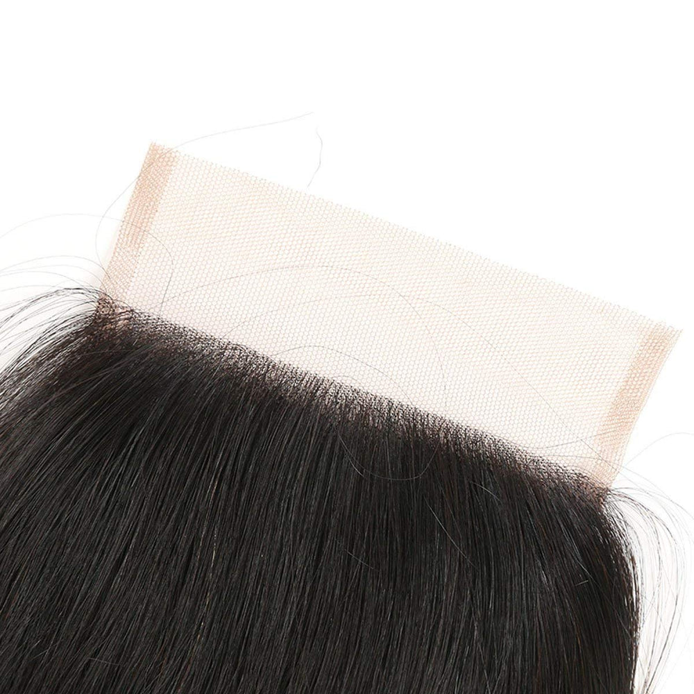 Rebasar straight lace closure 4x4 pre-plucked hairline for easy installation.