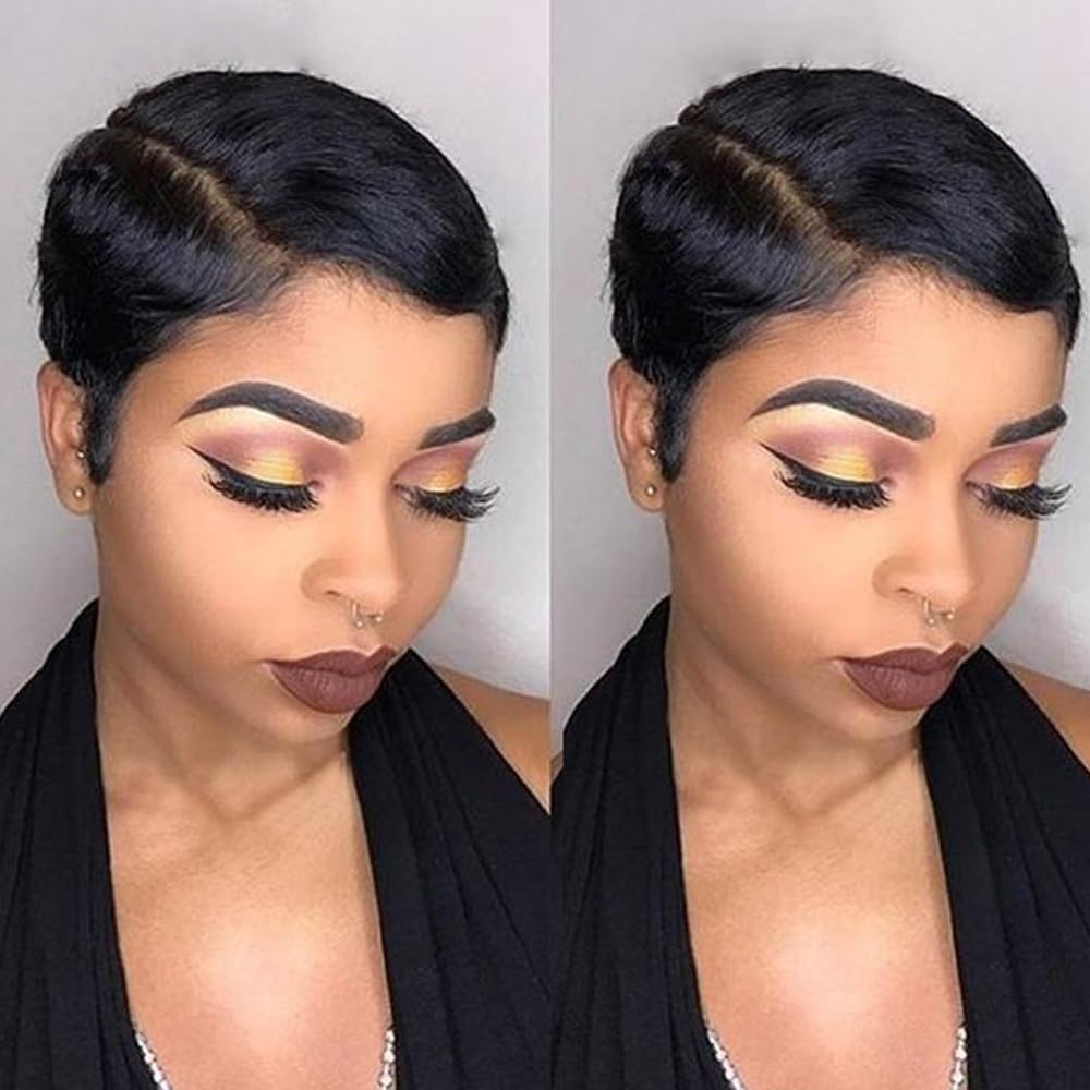 Rebecca Fashion short pixie cut wig front view for a natural hairline