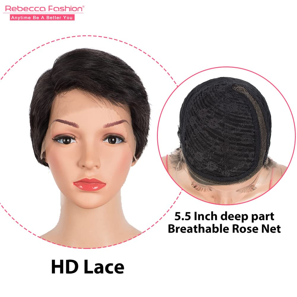 Rebecca Fashion pixie wig with side part enables effortless everyday styling