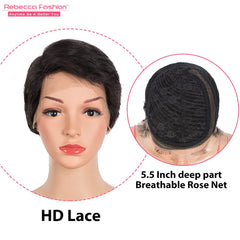 Rebecca Fashion pixie wig with side part enables effortless everyday styling
