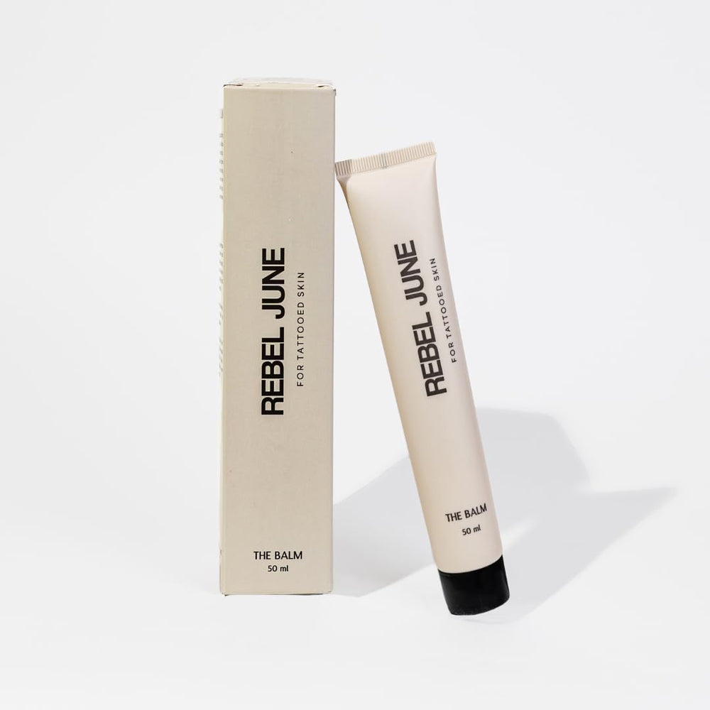 REBEL JUNE The Balm tattoo-aftercare tube applied for deep hydration.