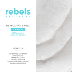 Rebels Refinery pineapple lip balm pink strawberry mango highlights fruity hydration and soothing scent
