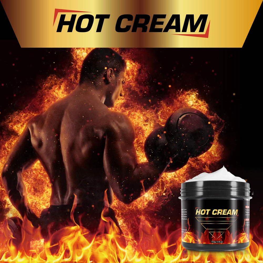 Hands smoothing REBODUM Hot Sweat Cream into skin during cool-down sessions.
