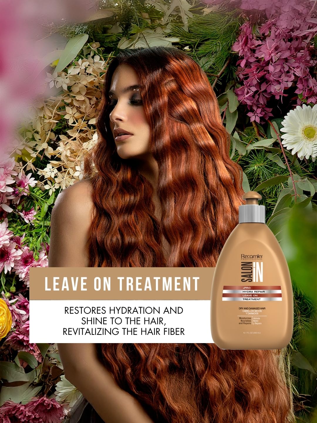 Recamier Hydra Repair Leave-On applied to mid-length hair for hydration.