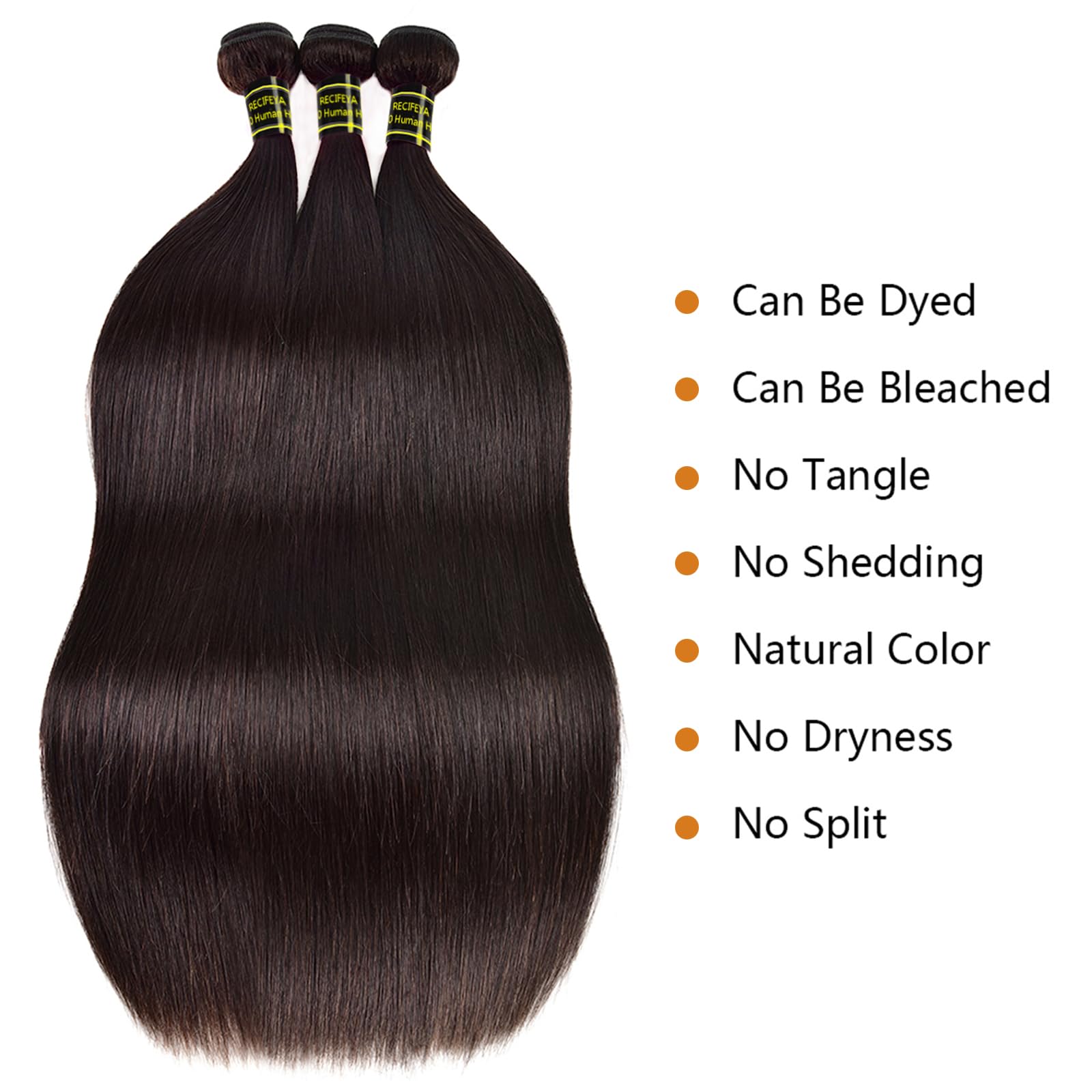 RecifeYa Brazilian Virgin Remy straight weave highlights clean texture for seamless blending.
