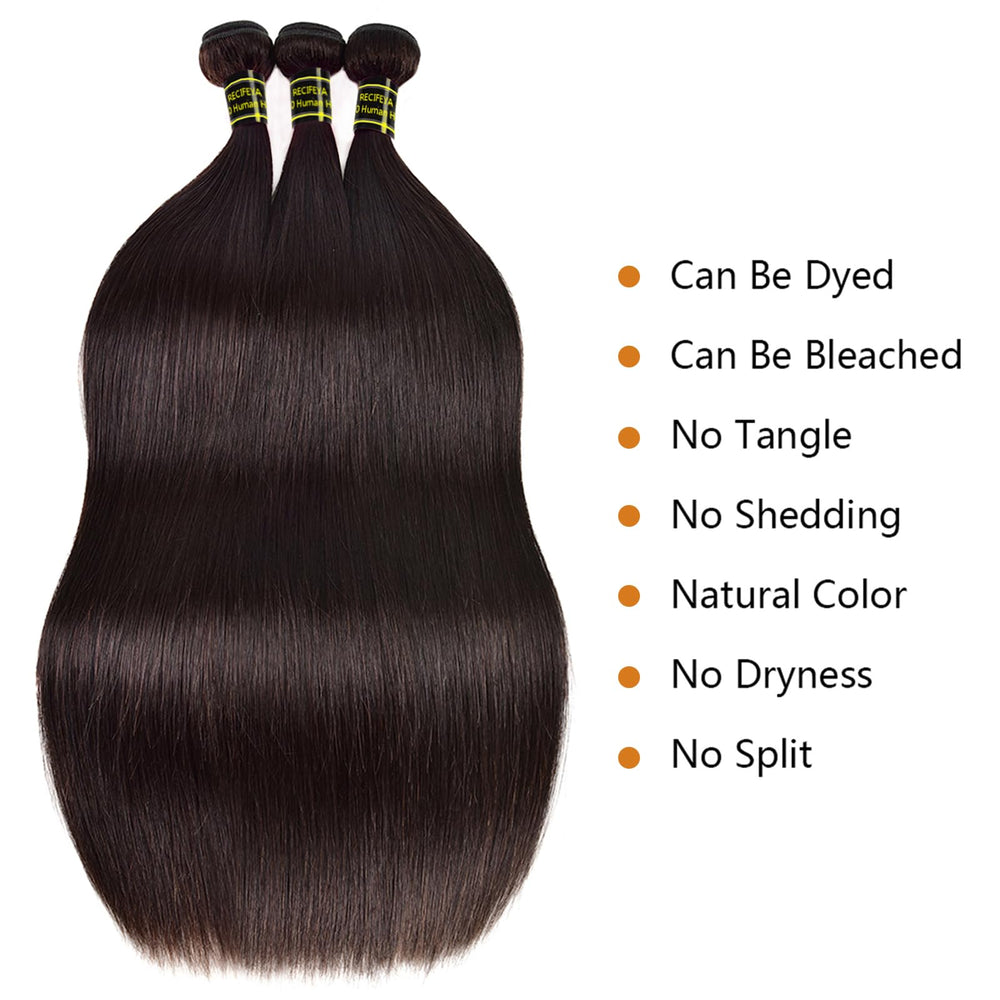RecifeYa Brazilian Virgin Remy straight weave highlights clean texture for seamless blending.
