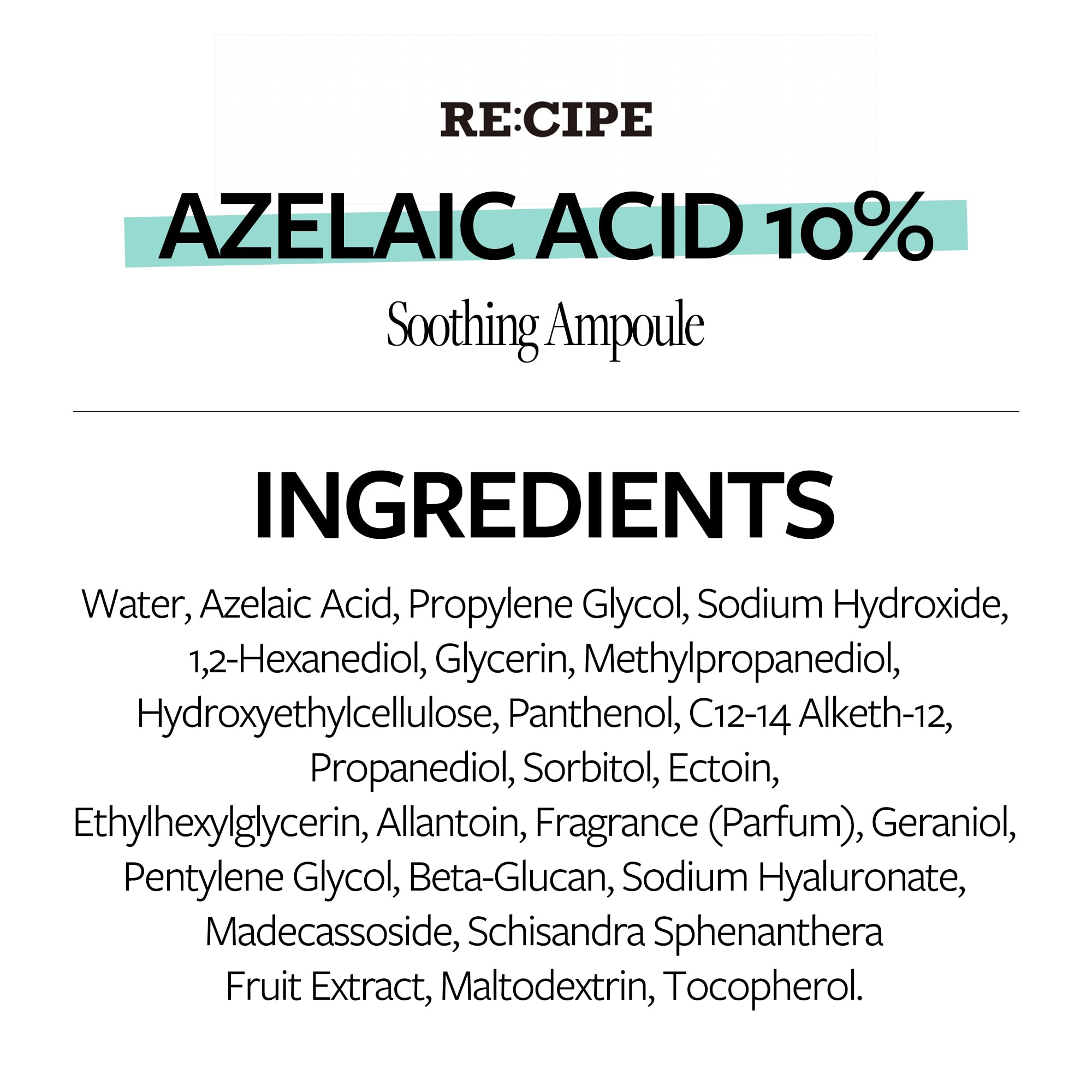 RE:CIPE Azelaic Acid 10% ampoule bottle dispense for simple daily care