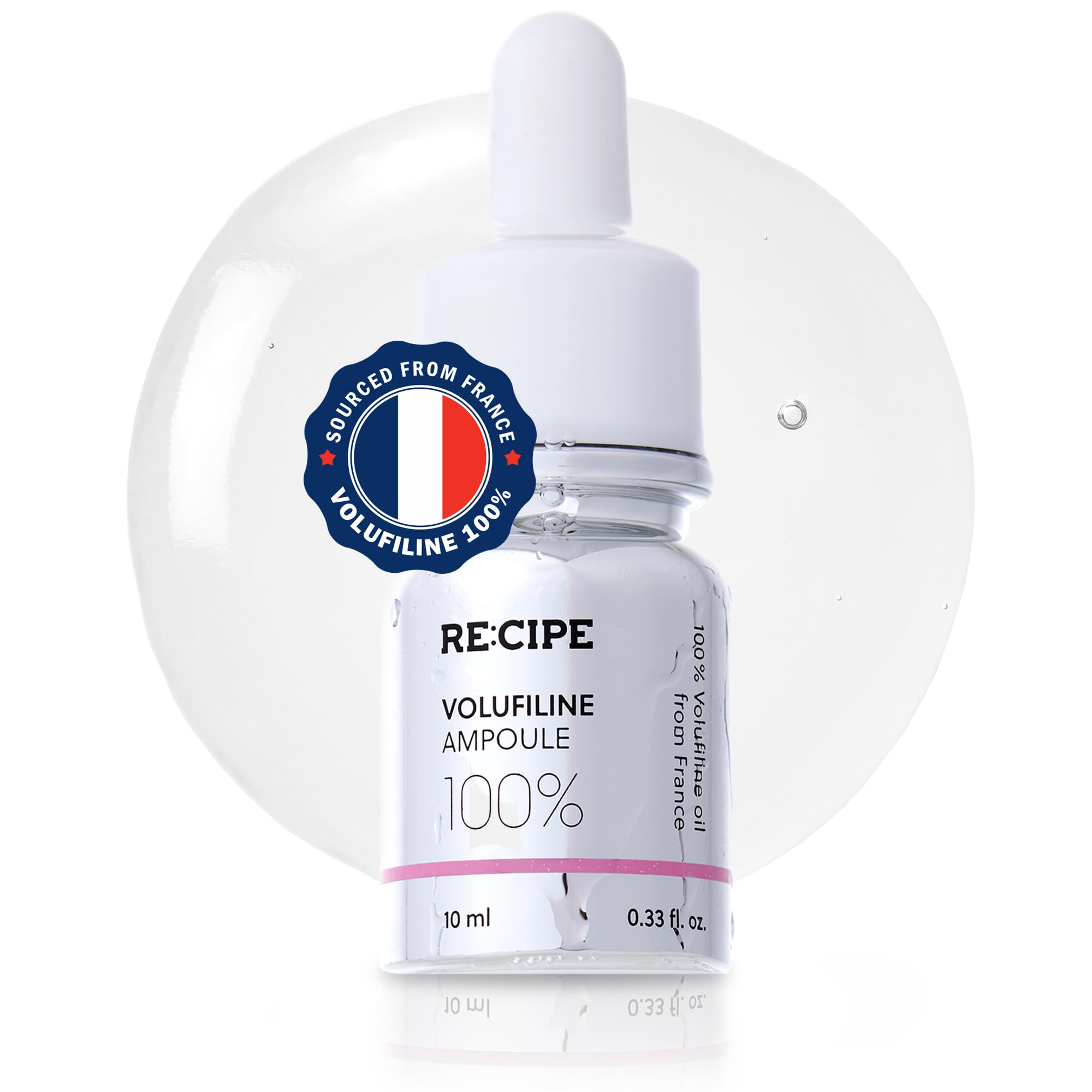 RE:CIPE Volufiline ampoule bottle pours for a customizable hydrations boost