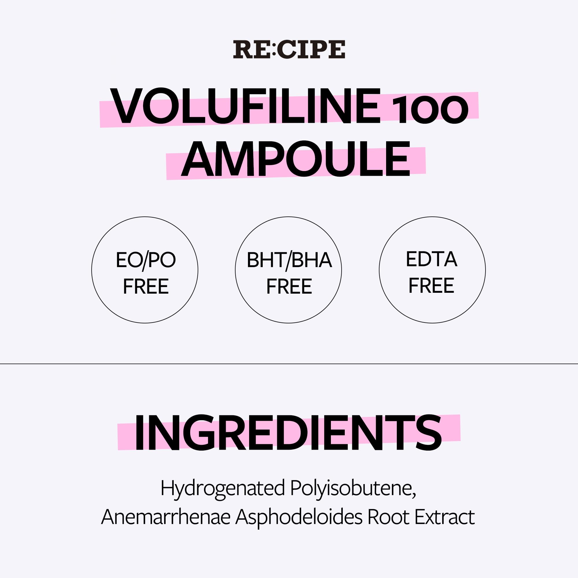 RE:CIPE Volufiline ampoule for face and body use in skincare routine