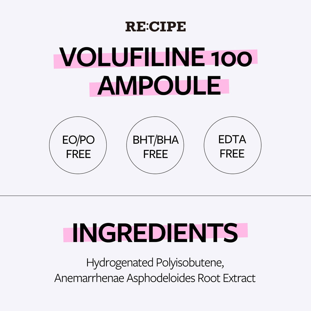 RE:CIPE Volufiline ampoule for face and body use in skincare routine