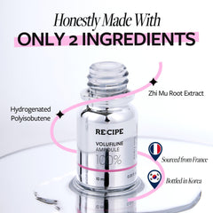 RE:CIPE Volufiline ampoule label packaging highlights premium Sederma formula