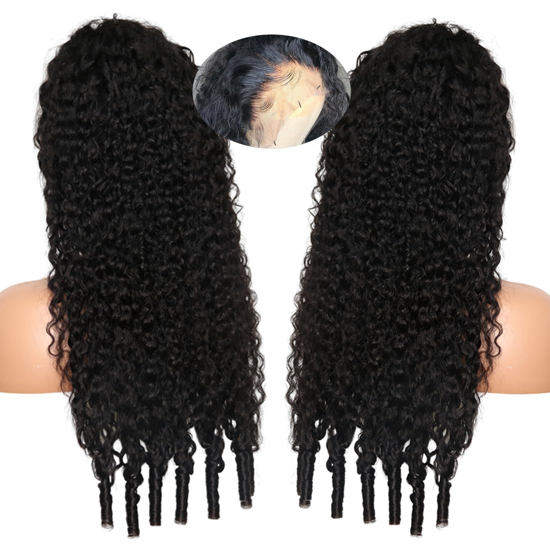 Recomtic Burmese curly wig cap construction with secure fit features