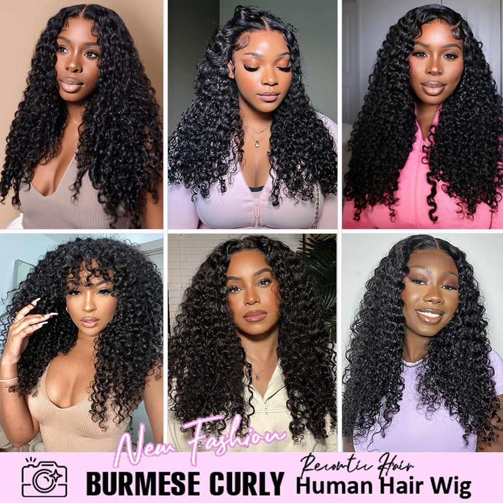 Recomtic long 24 inch Burmese curly wig ideal for elegant everyday wear