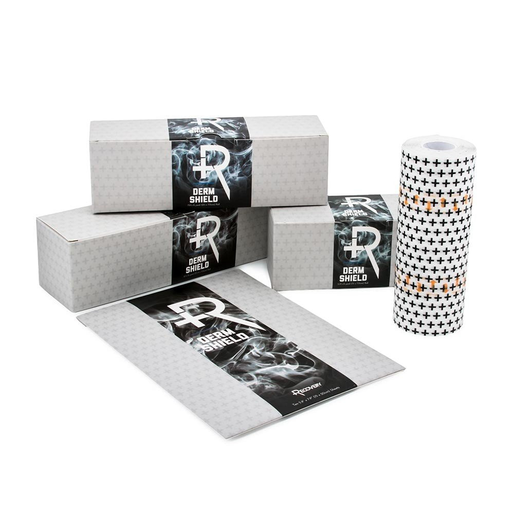 Recovery Aftercare Derm Shield roll packaging showcases long 5.9in x 8yd supply.
