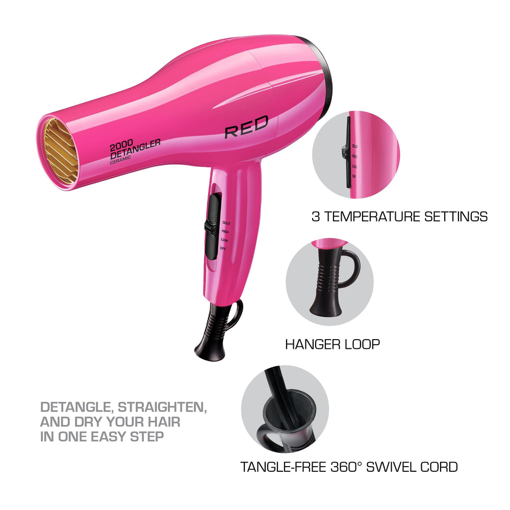 Red by Kiss 2000 detangler pik double-layered aiding gentle detangling for thick hair