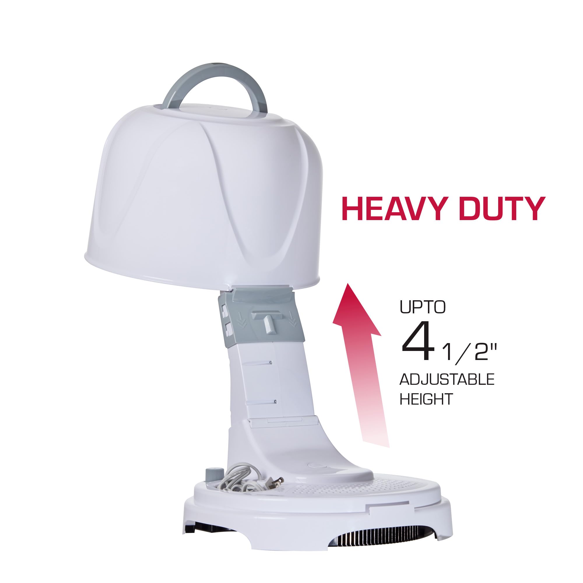 Red by Kiss 3000 hood dryer showcasing multiple heat settings for personalized hair care.