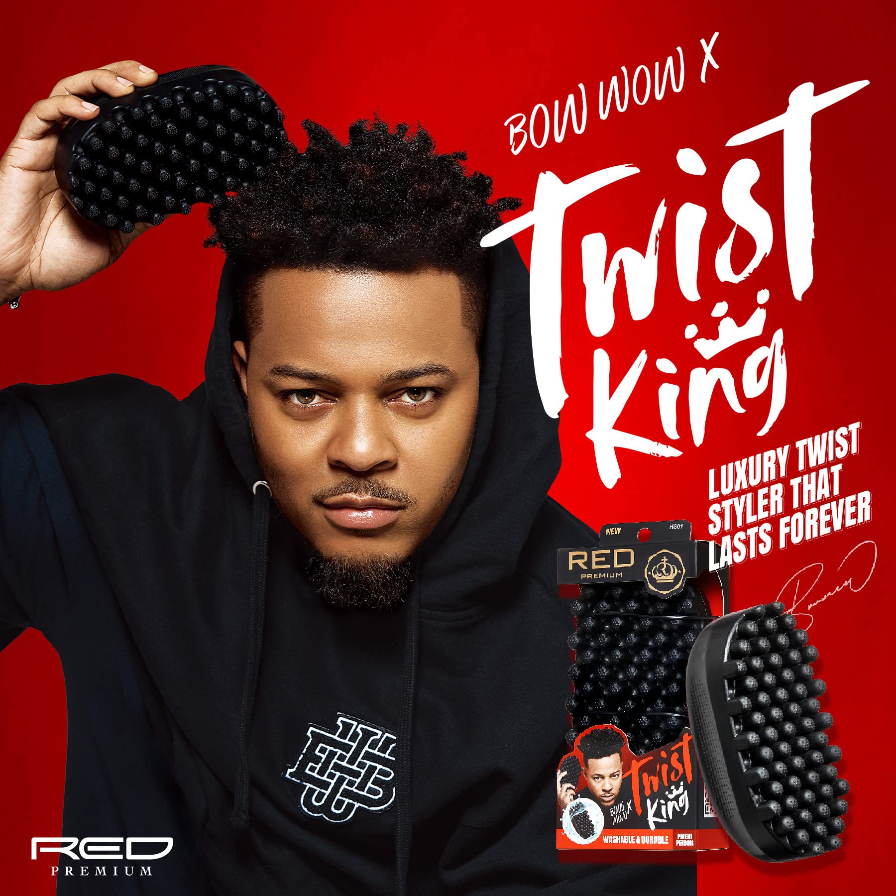 Red by Kiss Bow Wow X Twist King washable design promotes hygiene and reuse.