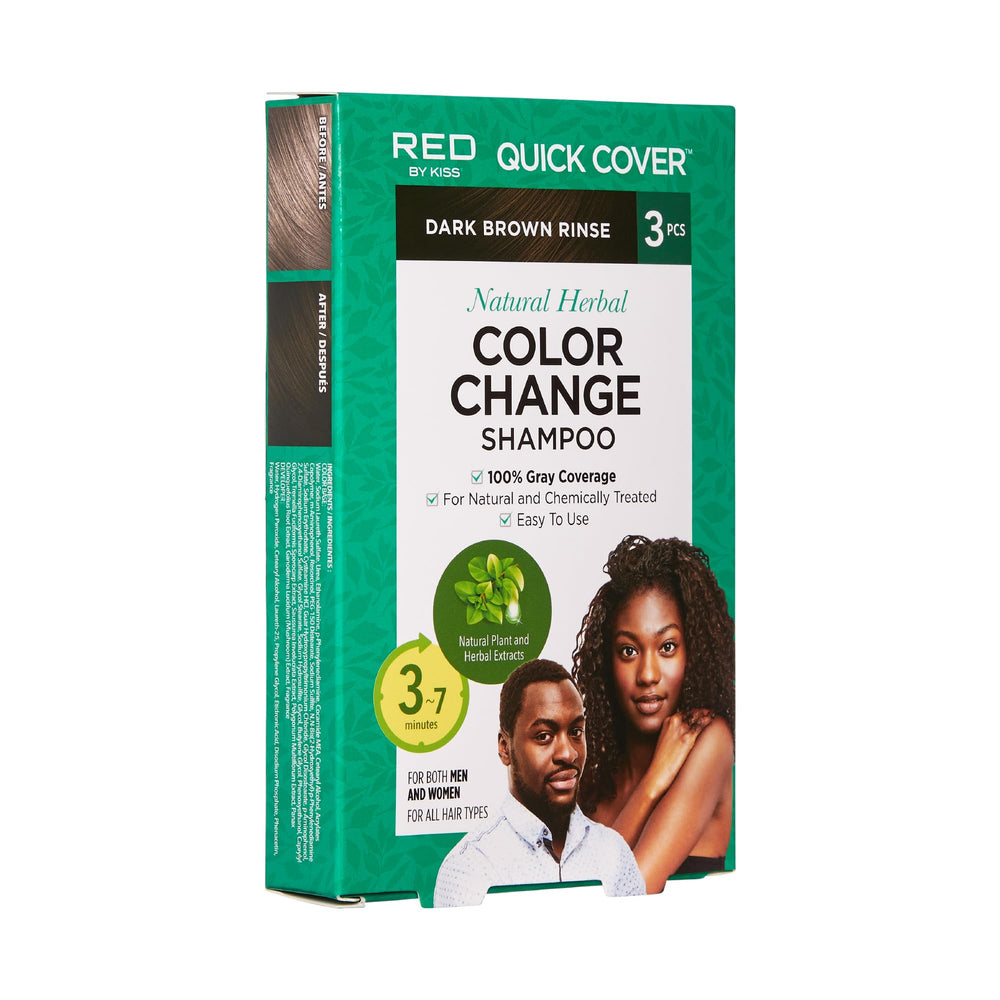 Red by Kiss Color Change Shampoo bottle in bathroom ready for quick routine