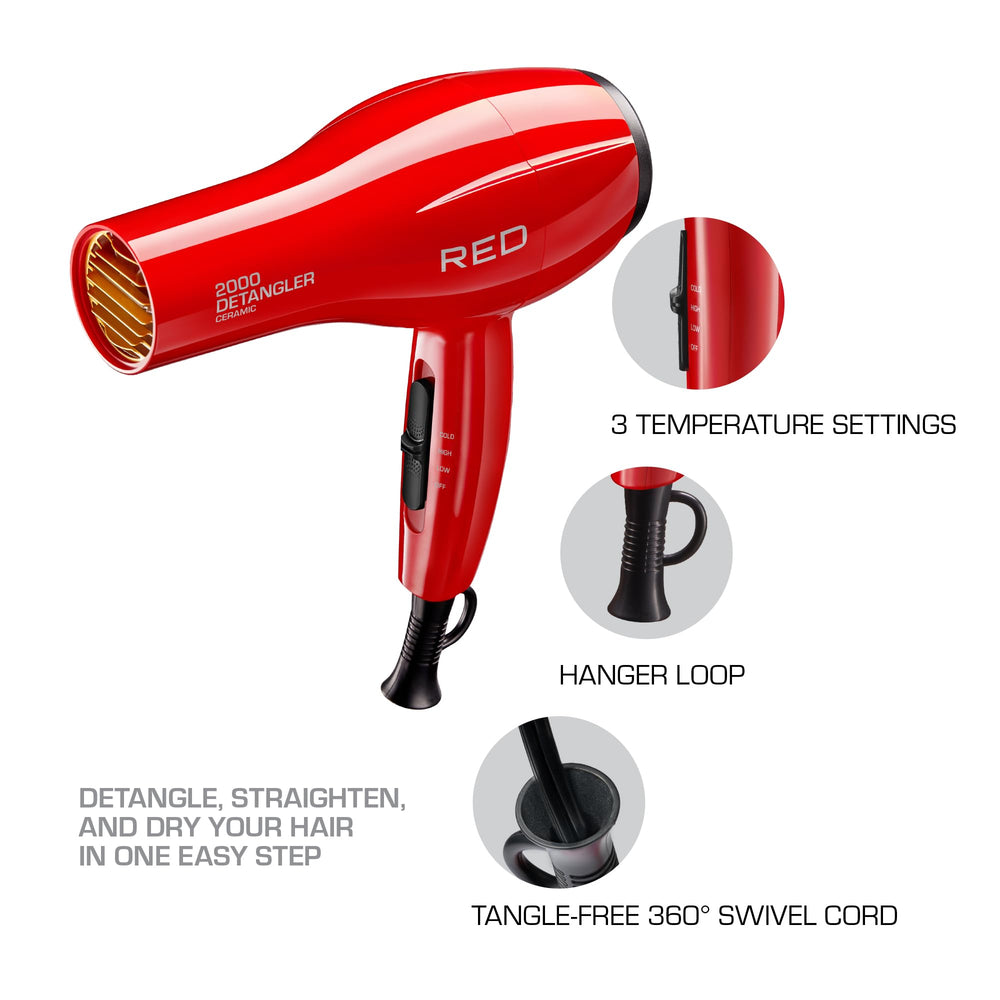 Red by Kiss Detangler Dryer Plus air concentrator focuses airflow for targeted drying.