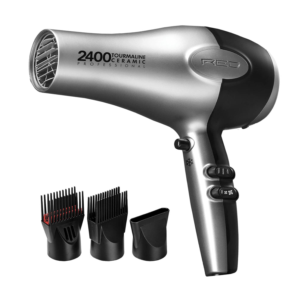 Red by Kiss hair dryer top view shows powerful 2400W performance for faster styling