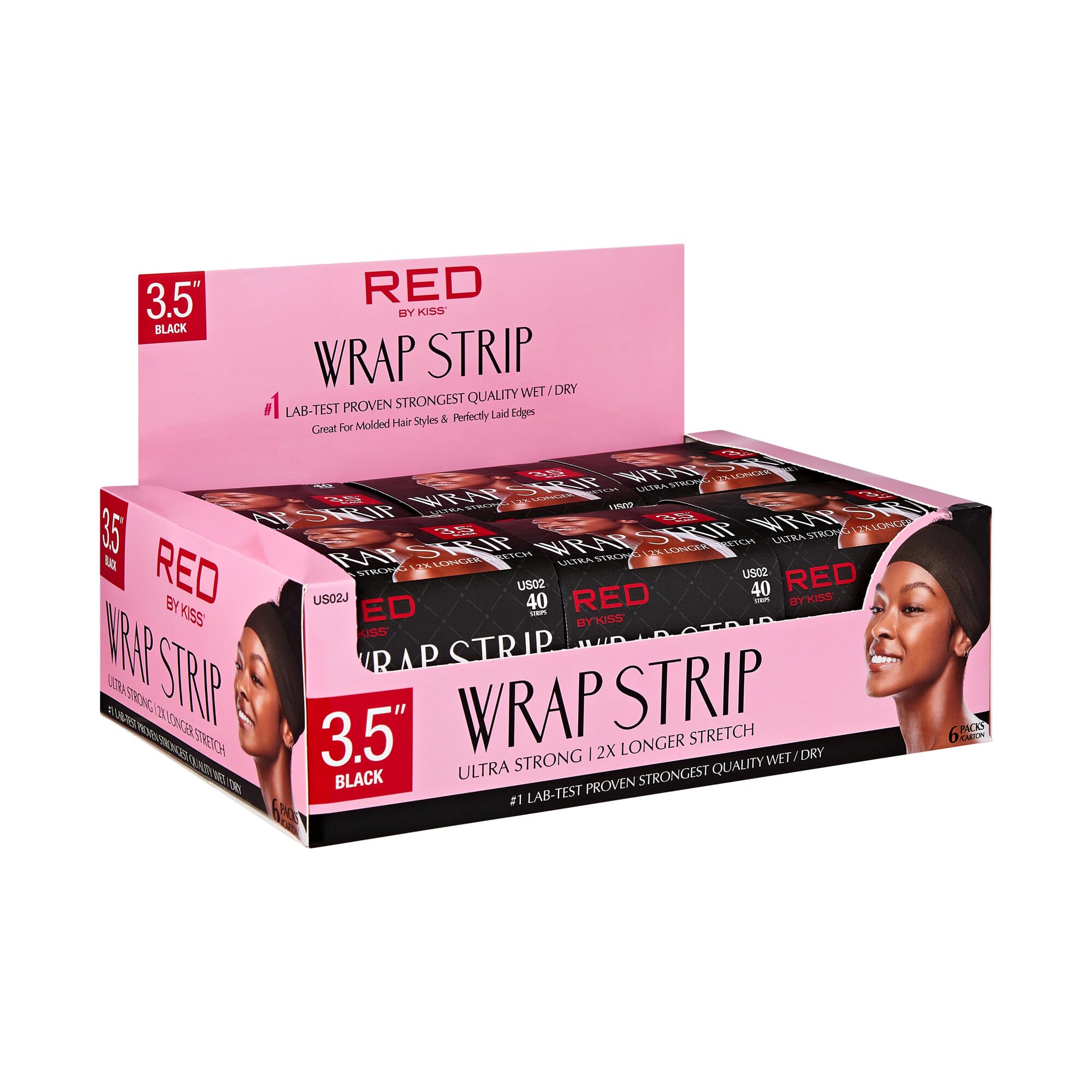 Red by Kiss hair wrapping strip on wet-to-dry use for versatile styling.