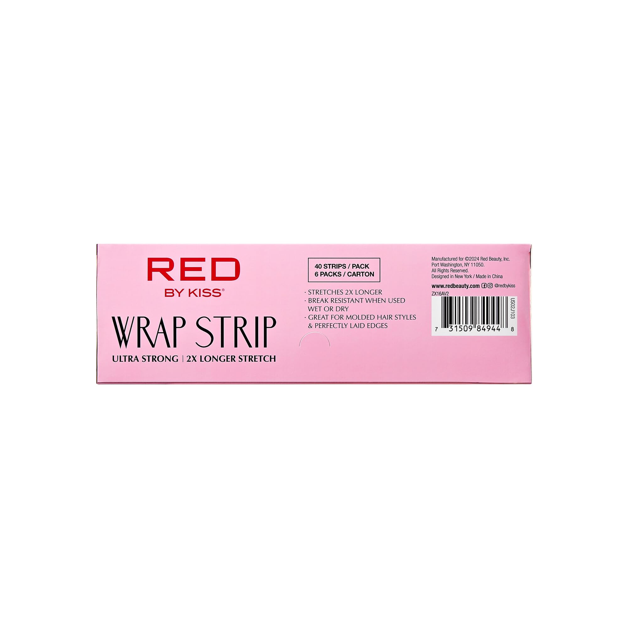 Red by Kiss lab-tested strength strip provides reliable grip for hair.
