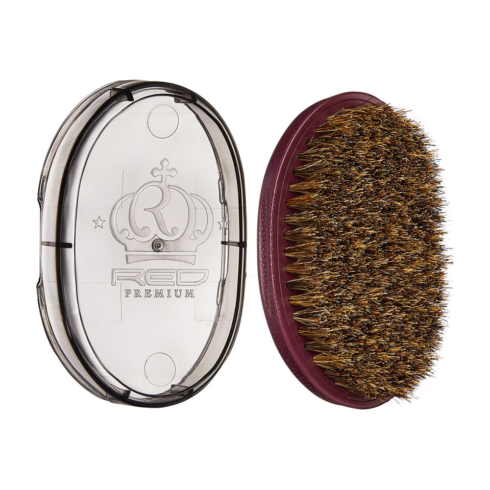 Red by Kiss Pocket Wave Bow Wow brush front view shows easy grip for styling
