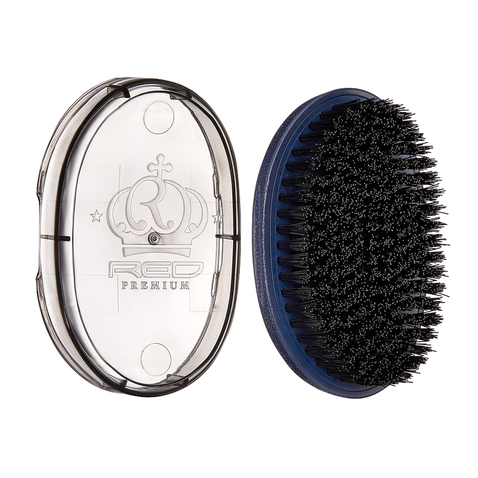 Red by Kiss Premium Pocket Wave Brush Hard front view highlights compact grip for daily wave training