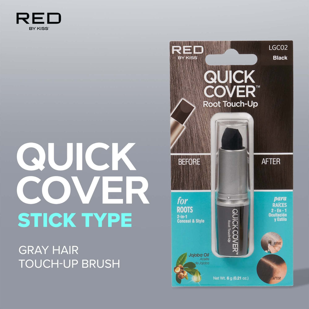 Red by Kiss Quick Cover Root Touch Up Stick brush-tip applying on edge lines for clean coverage.