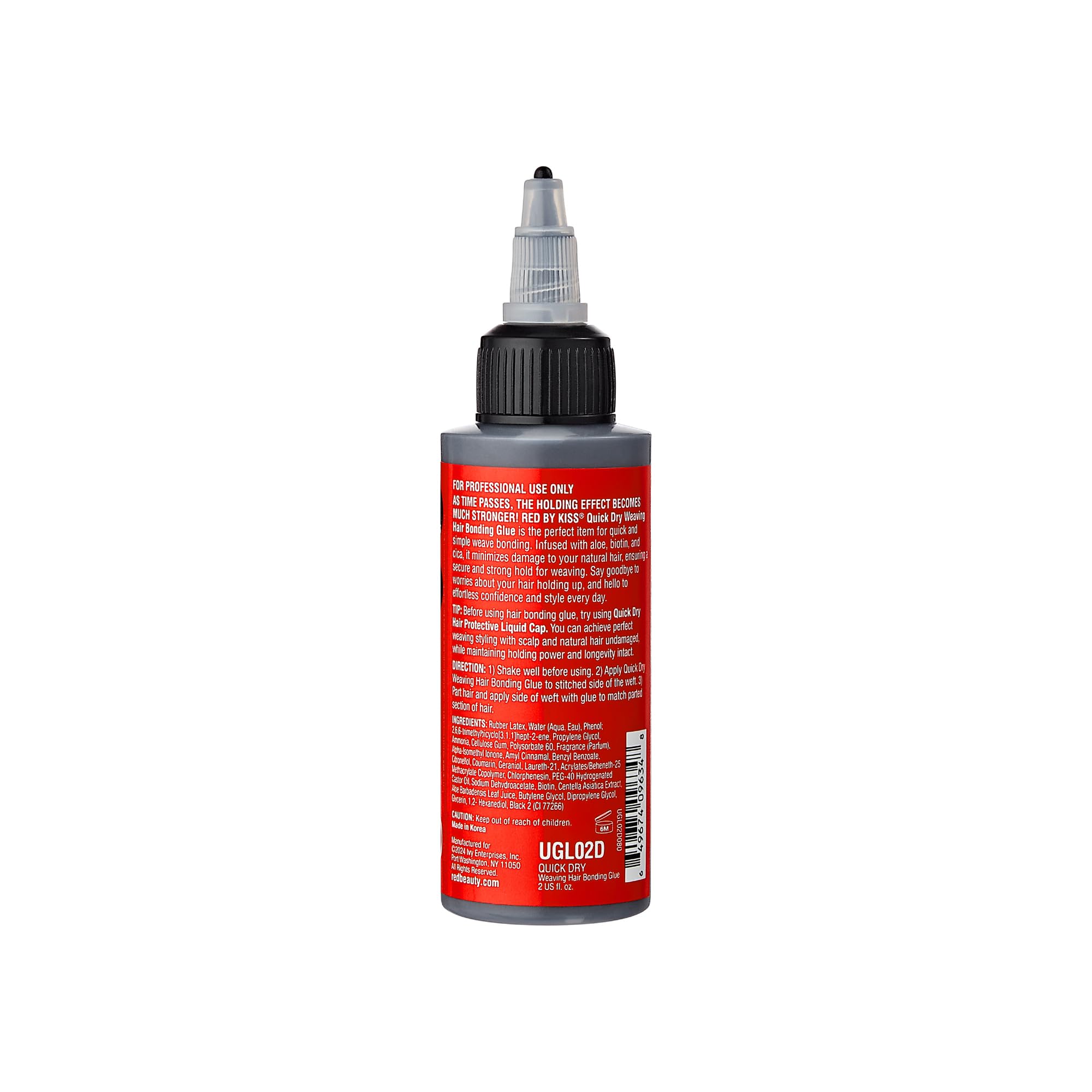 Red by Kiss safe-hair care focus promotes irritation-free wear.