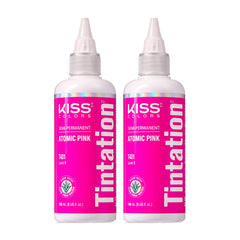 Red By Kiss Tintation Atomic Pink bottle front, showcasing bold color for vibrant results
