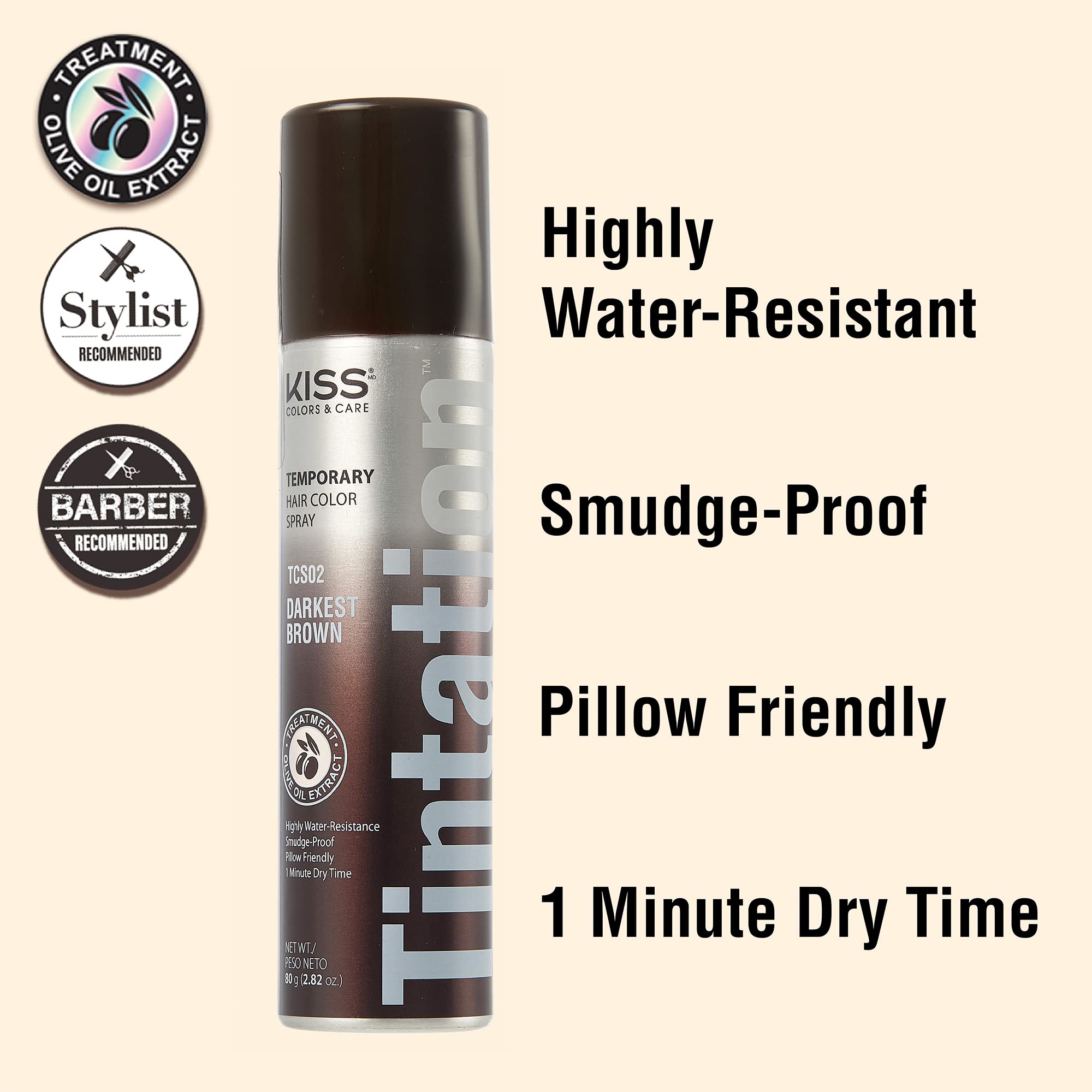 Red by Kiss Tintation dark brown application closeup highlights easy, instant coverage.