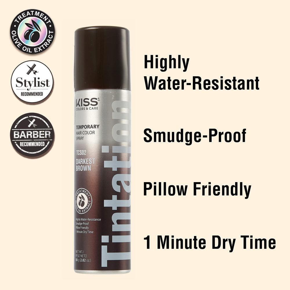 Red by Kiss Tintation dark brown application closeup highlights easy, instant coverage.