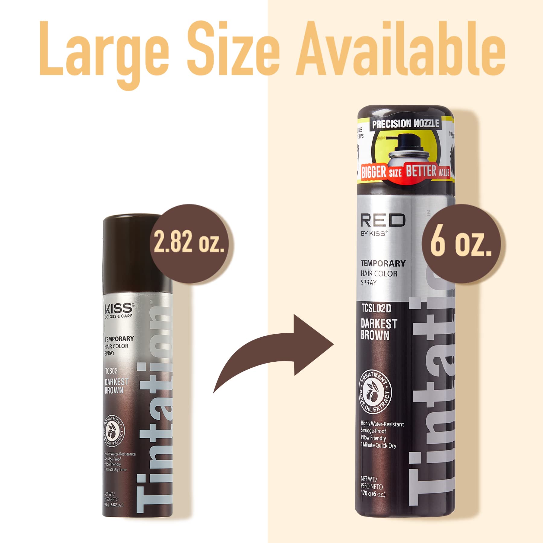 Red by Kiss Tintation dark brown two-pack display emphasizes convenient at-home touch-ups.